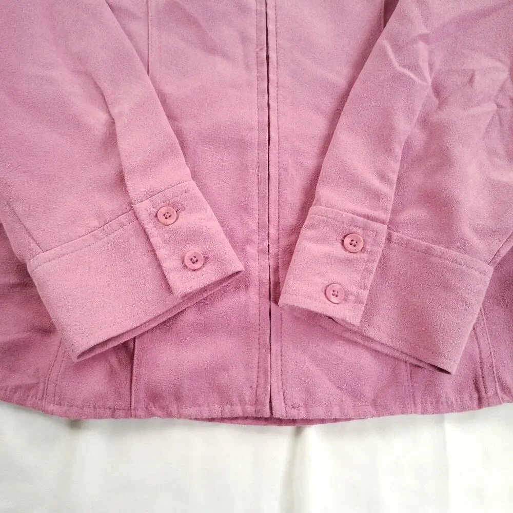 Sonoma Life + Style Women's Pink Faux Suede Zip Front Jacket Large